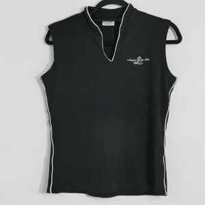 Impressions Canada Women Polo L Black Sleeveless Preppy Golfcore Tennis Summer